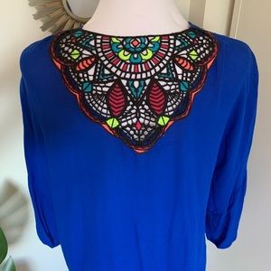 Vibrant crocheted kimono jacket